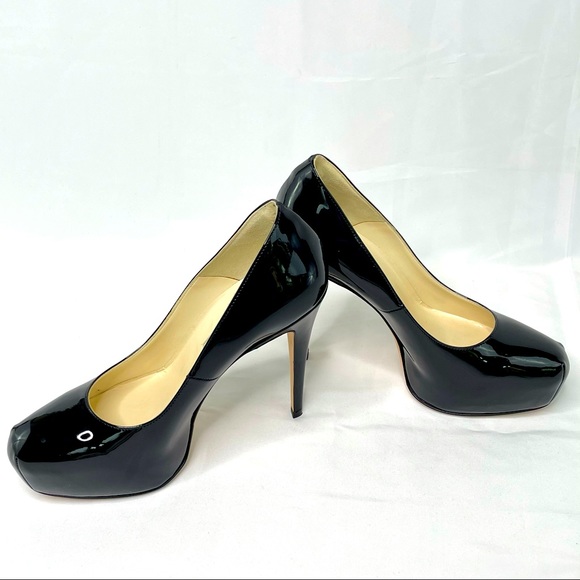 Brian Atwood Black Patent Leather Platform Pumps - Picture 7 of 10